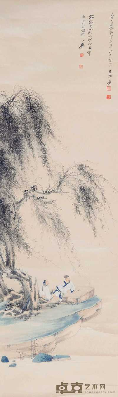 张大千 1939年作 松荫高士图 立轴 107×32cm